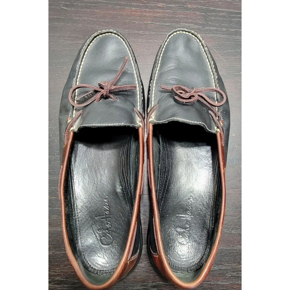 Cole Haan Men's Black and Brown Boat Shoes Preppy Classic Mens Size 13